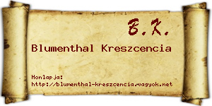 Blumenthal Kreszcencia névjegykártya